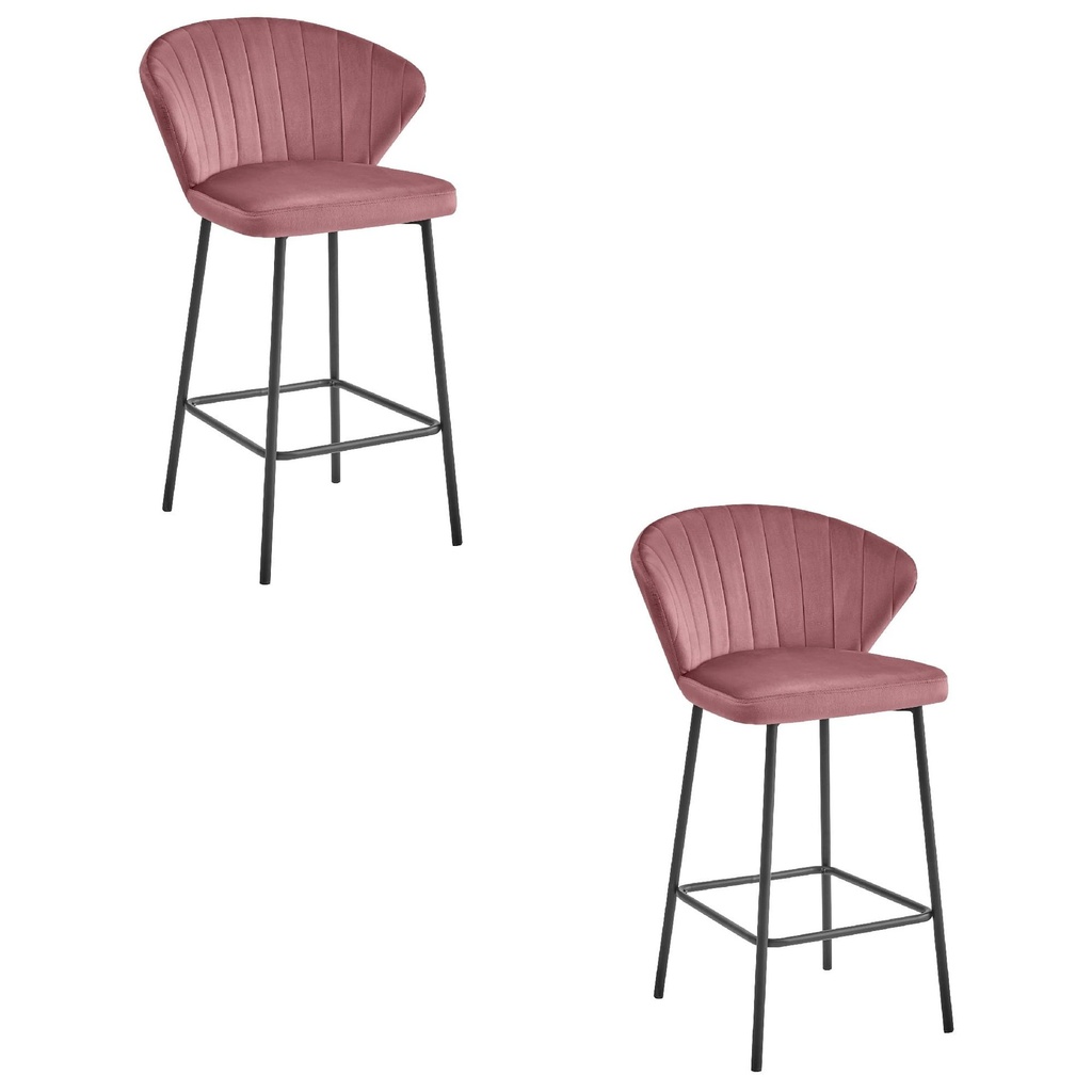 GATTA-Hocker – dunkelrosa Samt / schwarze Beine x 2