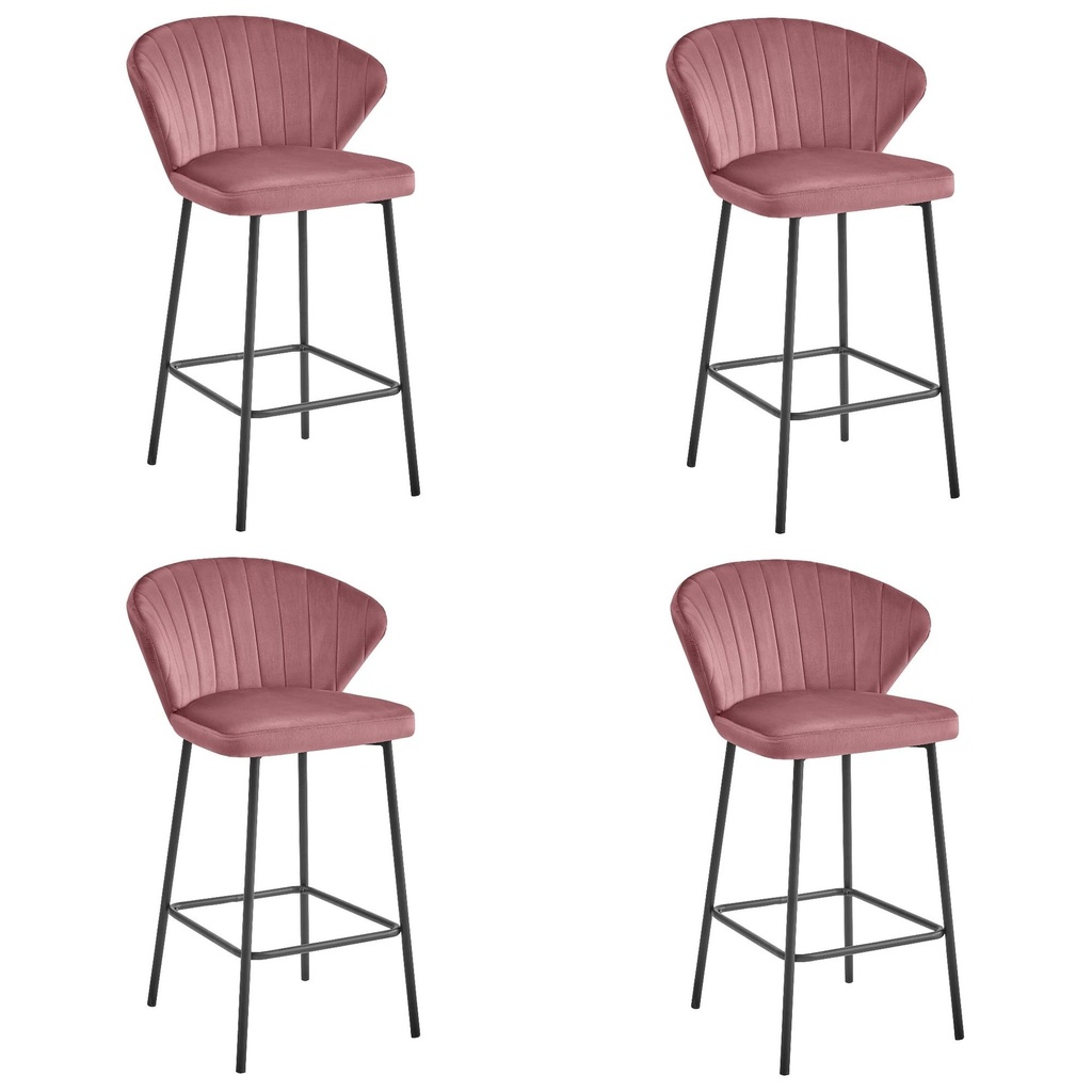 GATTA Hocker – dunkelrosa Samt / schwarze Beine x 4