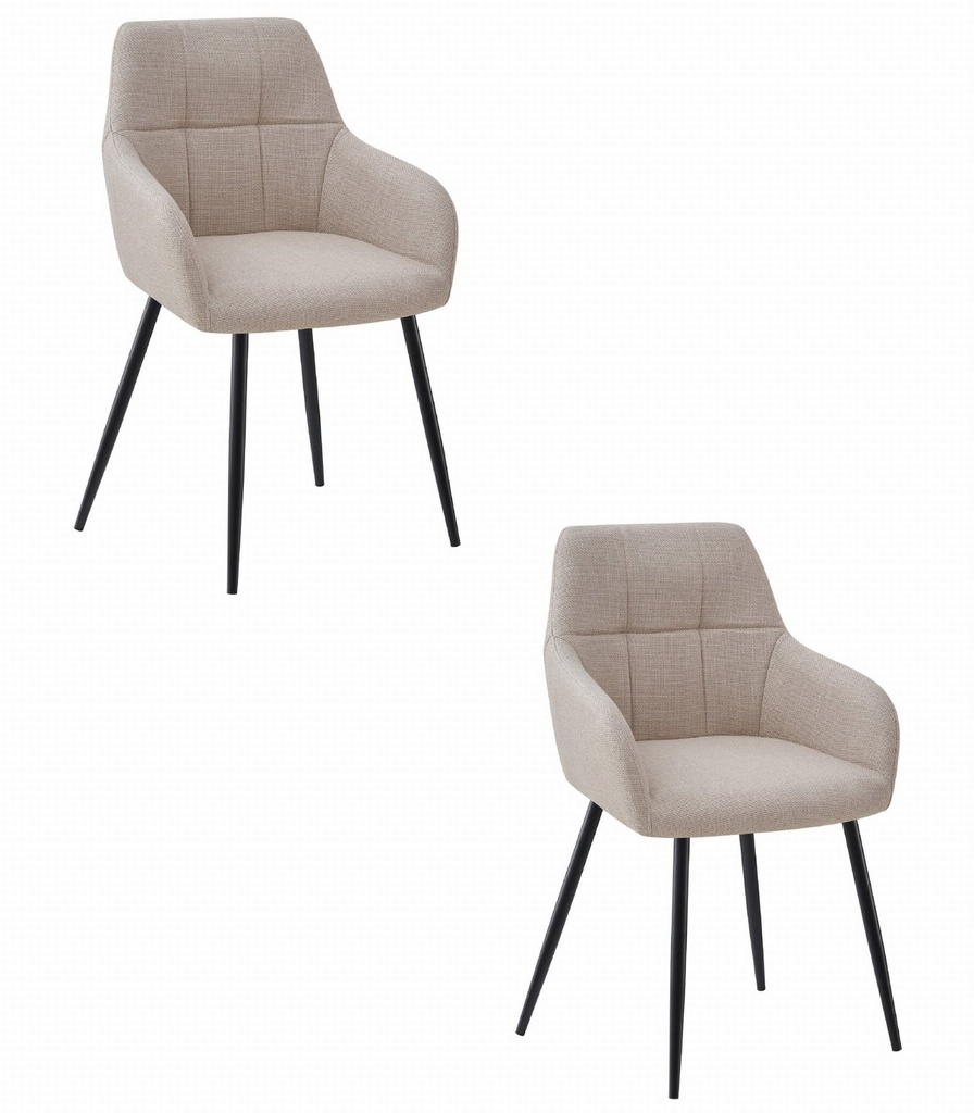 BENI Stuhl – beige Stoff / schwarze Beine x 2