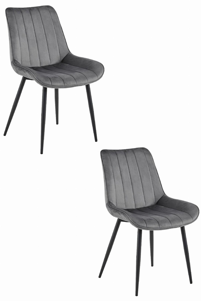 SOSA Stuhl – dunkelgrauer Samt / schwarze Beine x 2