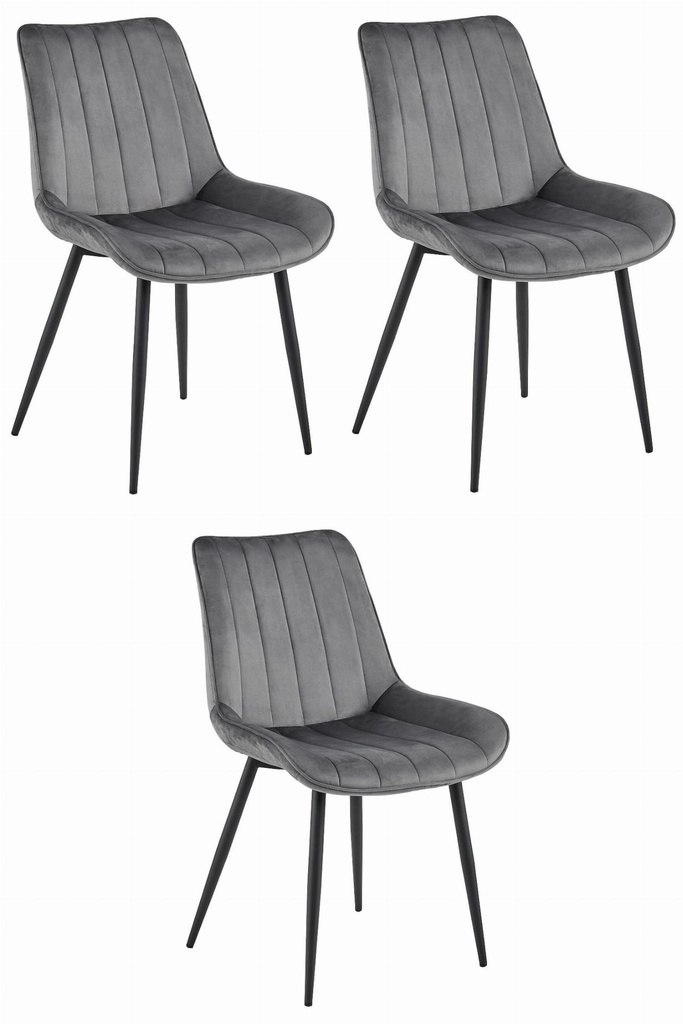 SOSA Stuhl – dunkelgrauer Samt / schwarze Beine x 3