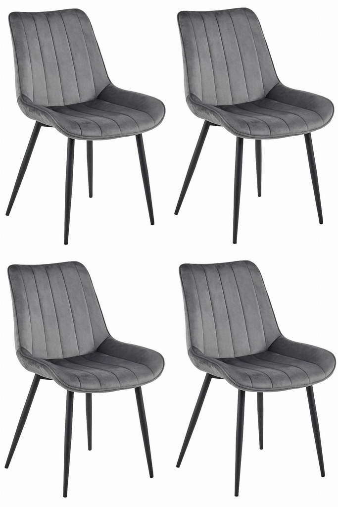 SOSA Stuhl – dunkelgrauer Samt / schwarze Beine x 4