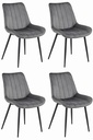 SOSA Stuhl – dunkelgrauer Samt / schwarze Beine x 4