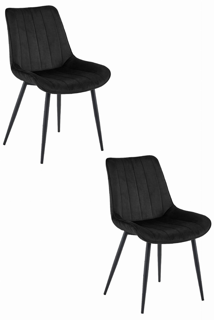 SOSA Stuhl – schwarzer Samt / schwarze Beine x 2