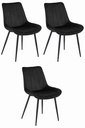 SOSA Stuhl – schwarzer Samt / schwarze Beine x 3