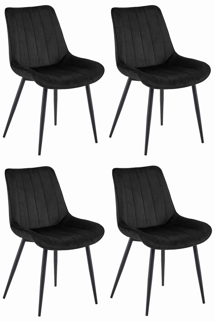 SOSA Stuhl – schwarzer Samt / schwarze Beine x 4
