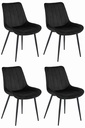 SOSA Stuhl – schwarzer Samt / schwarze Beine x 4