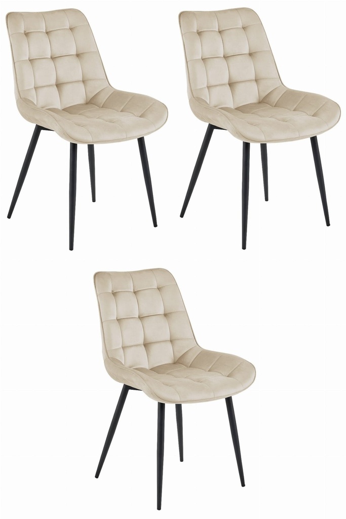 BERA Stuhl – beiger Samt/schwarze Beine x 3