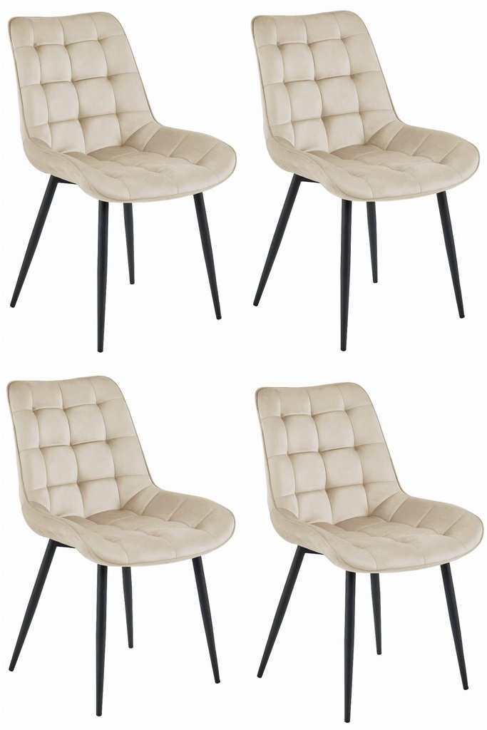 BERA Stuhl – beige Samt/schwarze Beine x 4