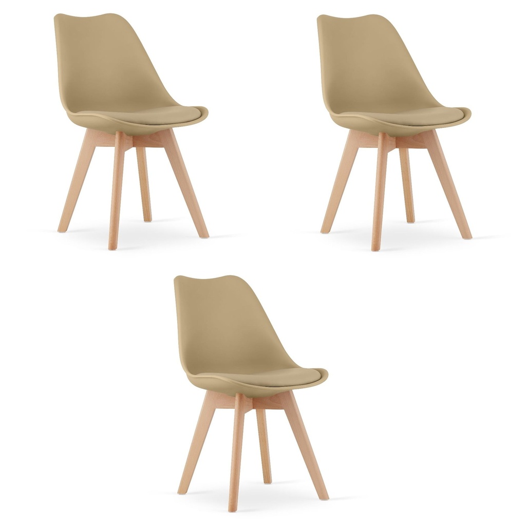 MARK Stuhl – Dunkelbeige / Naturbeine x 3