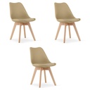 MARK Stuhl – Dunkelbeige / Naturbeine x 3