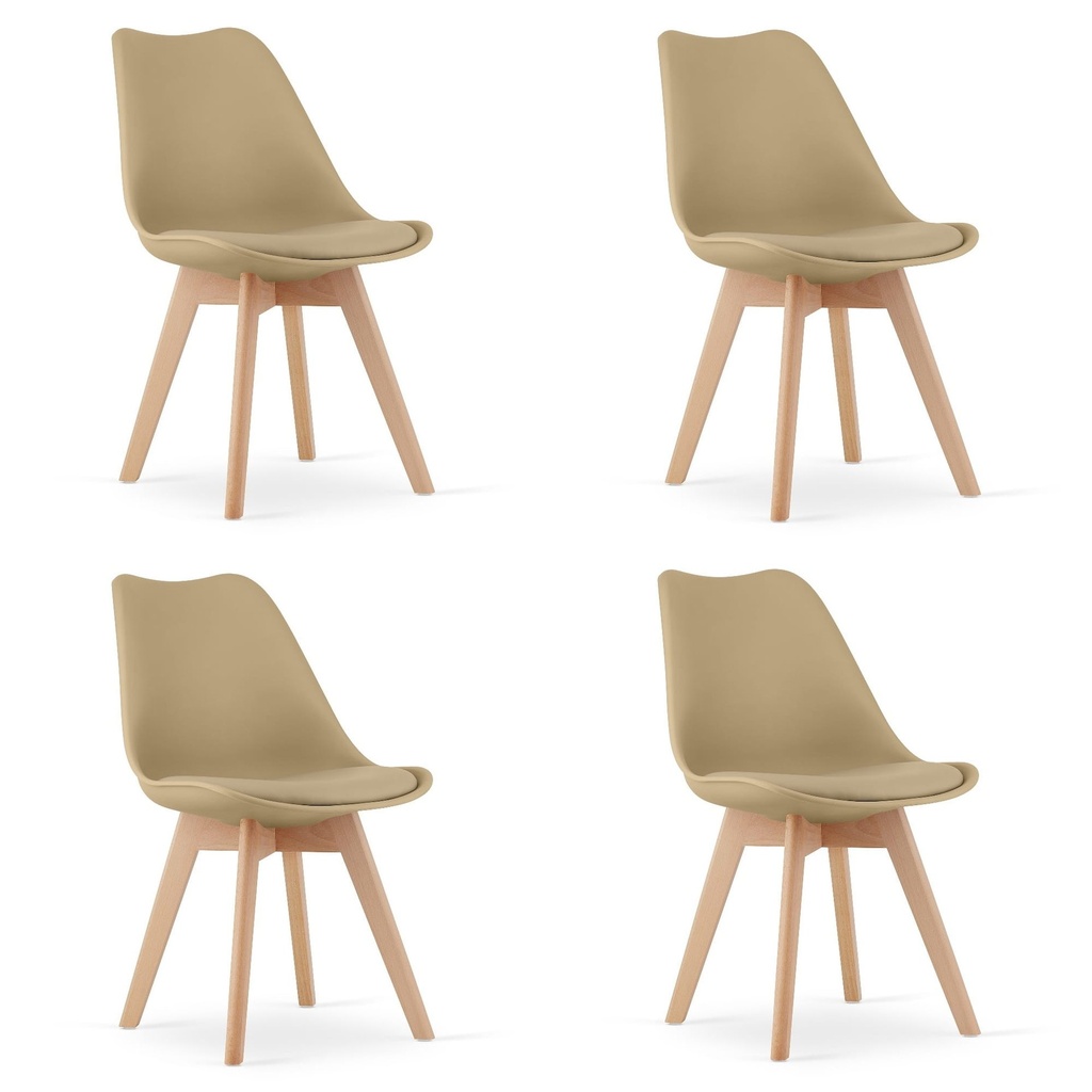 MARK Stuhl – Dunkelbeige / Naturbeine x 4