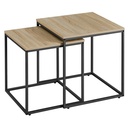 Quadratischer Couchtisch, 2 Stück – Sonoma-Eiche / schwarze Beine