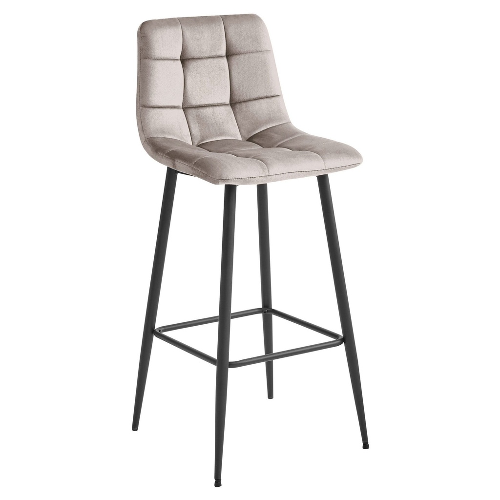 ARCETO Hocker – dunkelbeiger Samt / schwarze Beine x 1