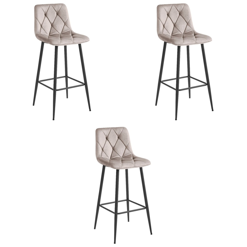 NADO Hocker – dunkelbeiger Samt / schwarze Beine x 3