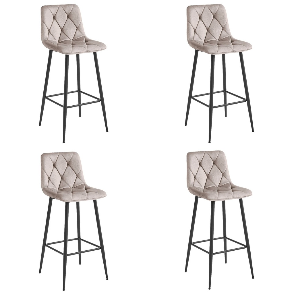 NADO Hocker – dunkelbeiger Samt / schwarze Beine x 4