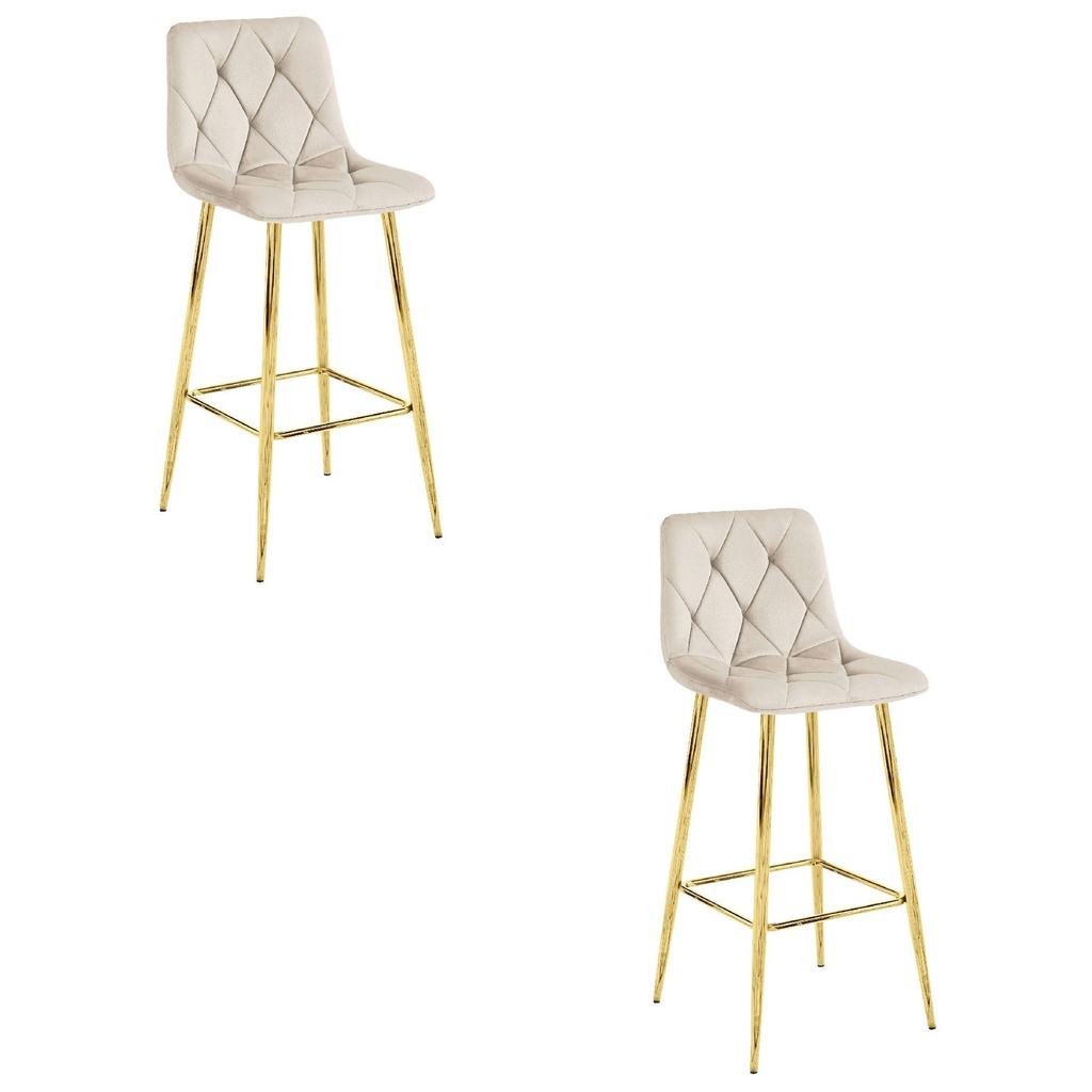 NADO Hocker – beige Samt / GOLDBeine x 2