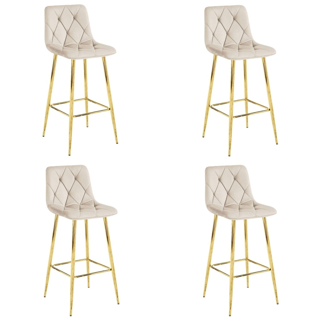 NADO Hocker – beige Samt / GOLDBeine x 4