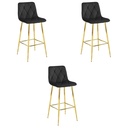 NADO Hocker – schwarzer Samt / GOLDBeine x 3