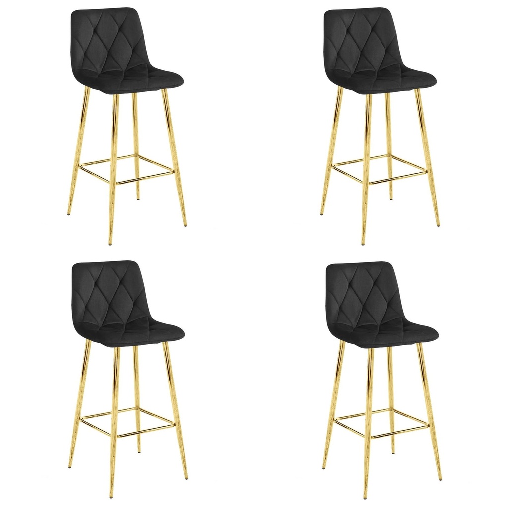 NADO Hocker – schwarzer Samt / GOLDBeine x 4
