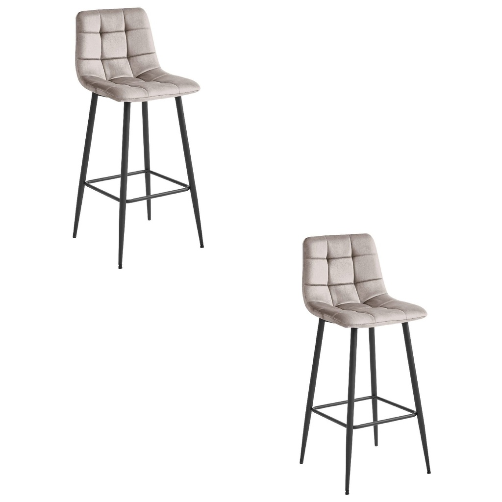 ARCETO Hocker – dunkelbeiger Samt / schwarze Beine x 2