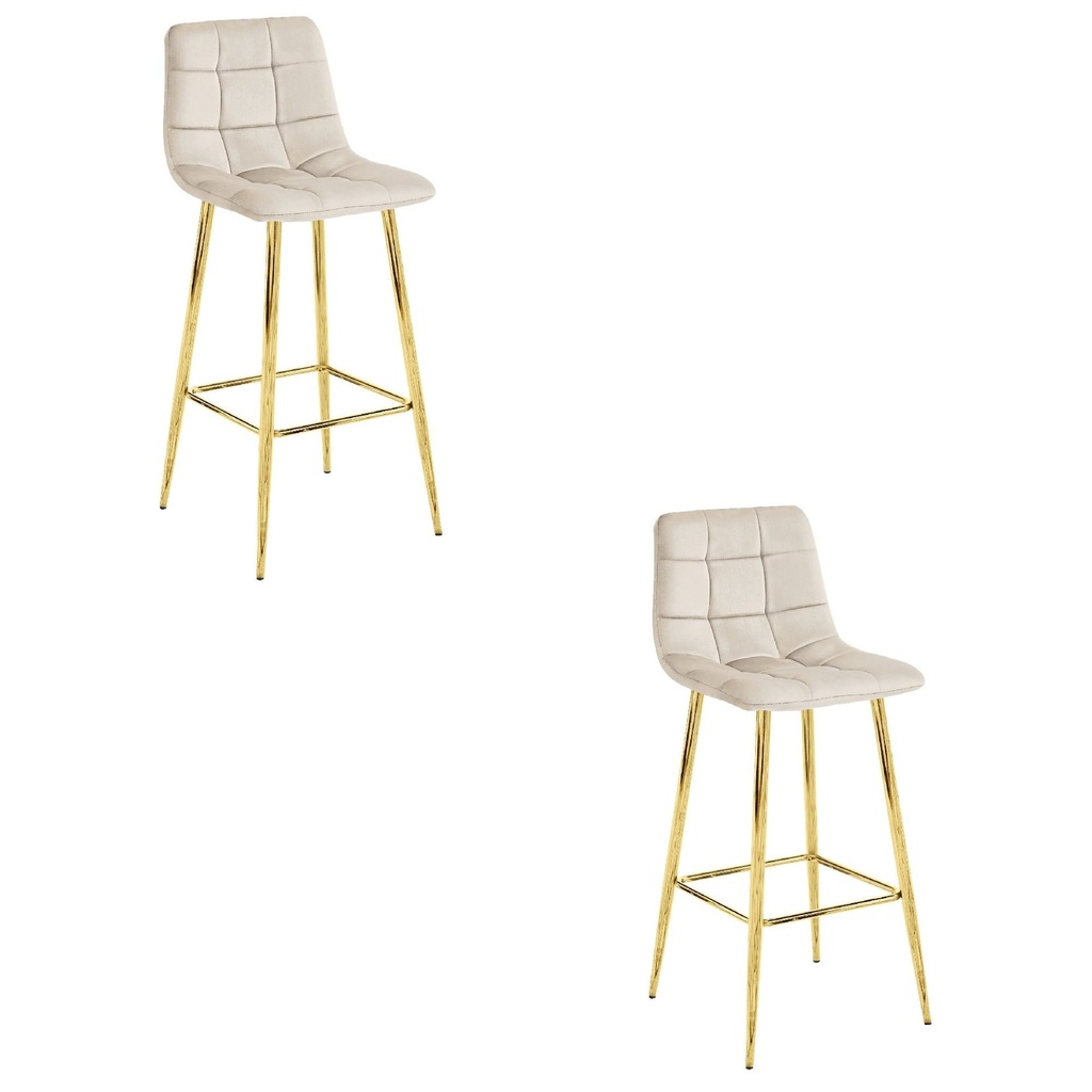 ARCETO Hocker – beige Samt / GOLDBeine x 2