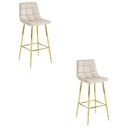 ARCETO Hocker – beige Samt / GOLDBeine x 2