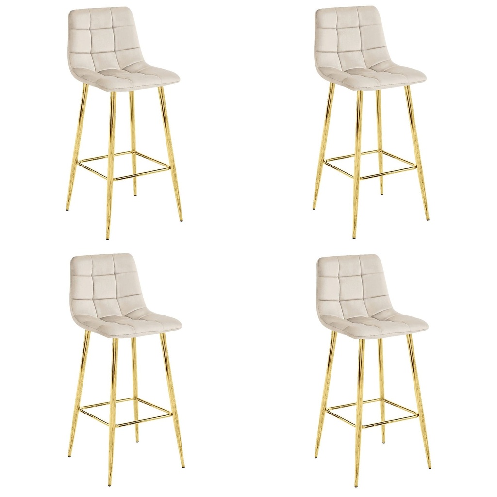 ARCETO Hocker – beige Samt / GOLD Beine x 4