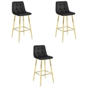 ARCETO Hocker – schwarzer Samt / GOLDBeine x 3