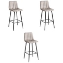 POZZA-Hocker – dunkelbeiger Samt / schwarze Beine x 3