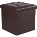 L-faltbarer Sitzhocker mit Knöpfen – 38 x 38 x 38 cm, braunes Öko-Leder