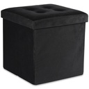 L-faltbarer Sitzhocker mit Knöpfen – 38 x 38 x 38 cm, schwarzer Samt