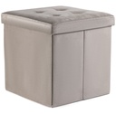 L faltbarer Sitzhocker mit Knöpfen – 38 x 38 x 38 cm, beigefarbener Samt