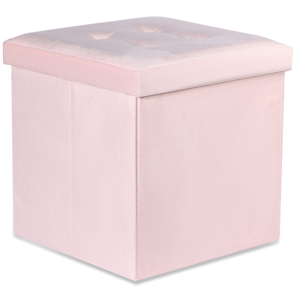 [model_15474_1] Klapphocker L mit Knöpfen – 38 x 38 x 38 cm, rosa Samt