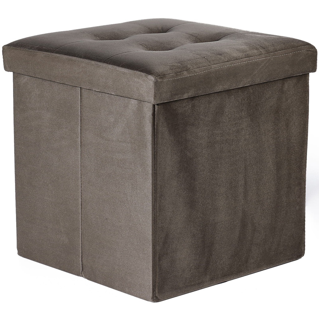 [model_15475_1] Klapphocker L mit Knöpfen – 38 x 38 x 38 cm, brauner Samt