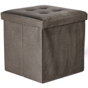 Klapphocker L mit Knöpfen – 38 x 38 x 38 cm, brauner Samt