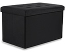 XL faltbarer Sitzhocker mit Knöpfen – 60 x 38 x 38 cm, schwarzer Samt