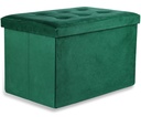 XL faltbarer Hocker mit Knöpfen – 60 x 38 x 38 cm, grüner Samt