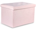 XL faltbarer Sitzhocker mit Knöpfen – 60 x 38 x 38 cm, rosa Samt