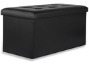 XXL faltbarer Sitzhocker mit Knöpfen – 80 x 40 x 40 cm, schwarzes Kunstleder
