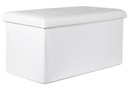 XXL faltbarer Sitzhocker mit Knöpfen – 80 x 40 x 40 cm, weißes Öko-Leder