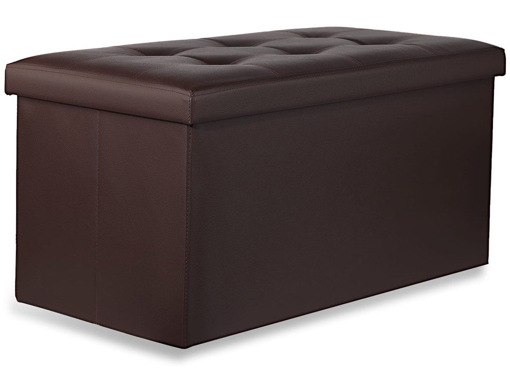[model_15468_1] XXL faltbarer Sitzhocker mit Knöpfen – 80x40x40cm braunes Öko-Leder
