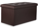 XXL faltbarer Sitzhocker mit Knöpfen – 80x40x40cm braunes Öko-Leder
