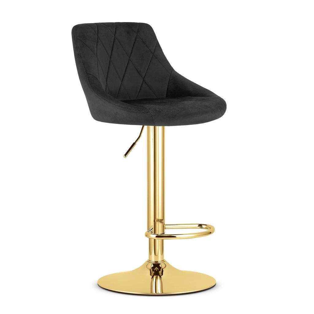 KAST Hocker – schwarzer Samt / goldene Basis