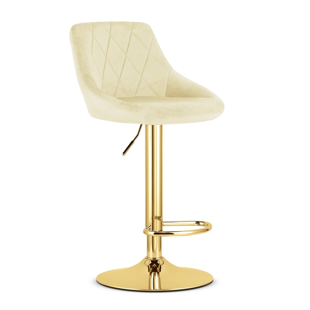 KAST Hocker – beige Samt / goldene Basis