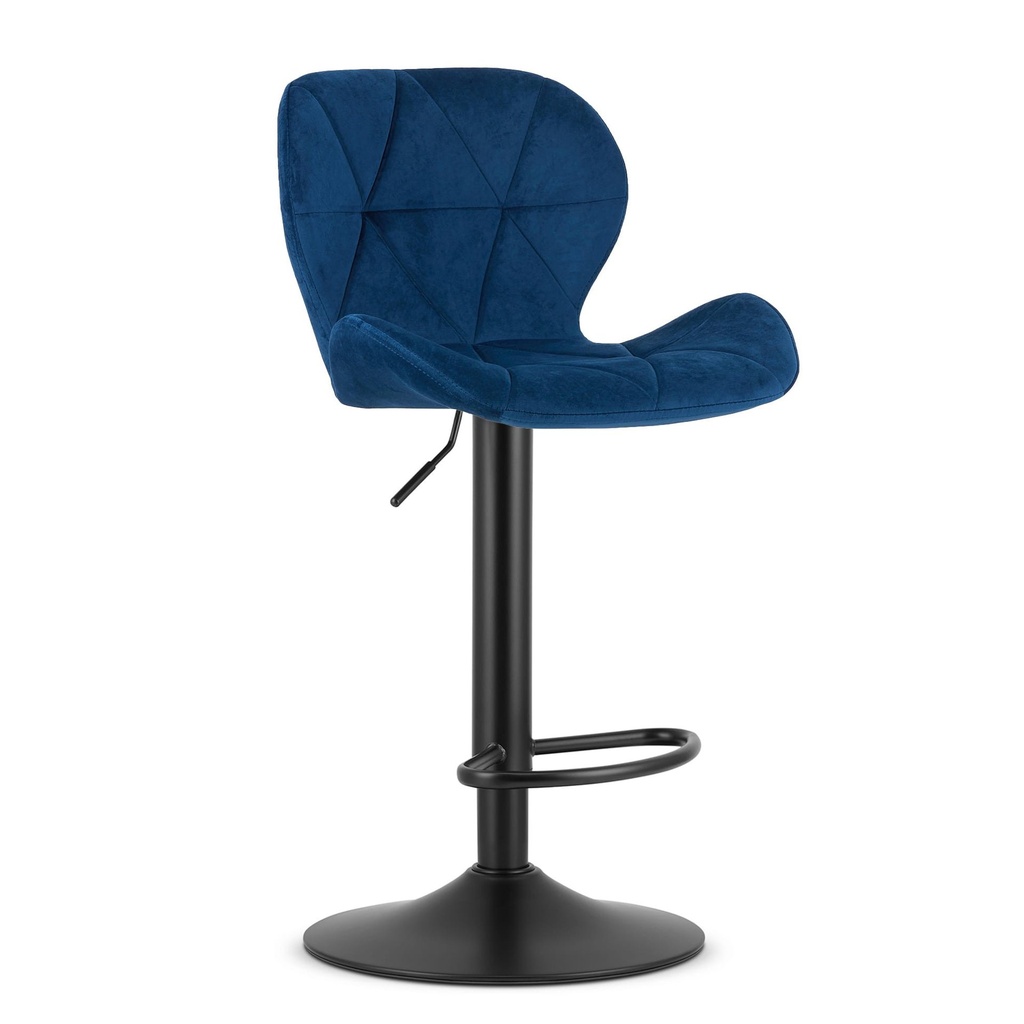 WEST Hocker – marineblauer Samt / schwarzes Gestell