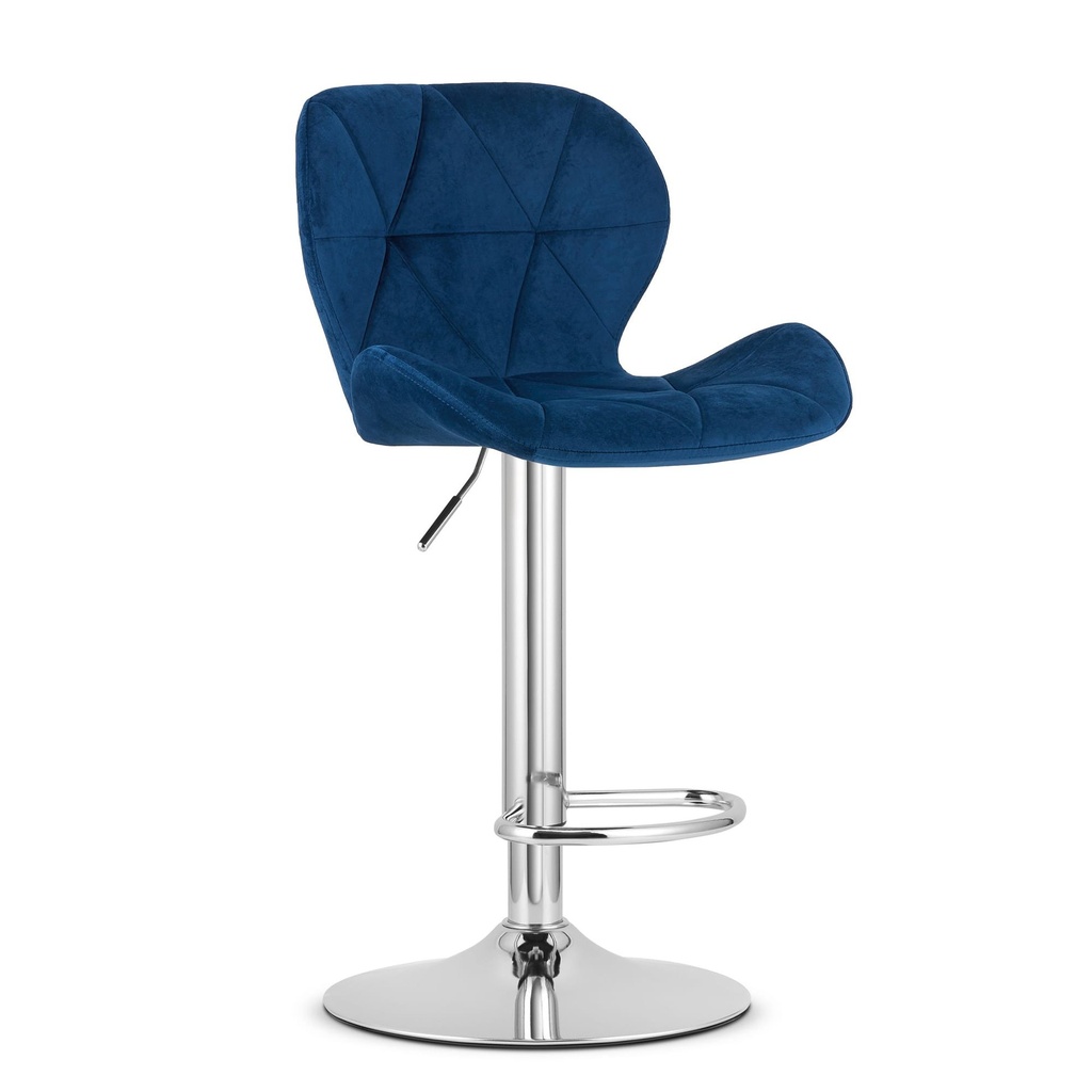 WEST Hocker – marineblauer Samt / Chromgestell