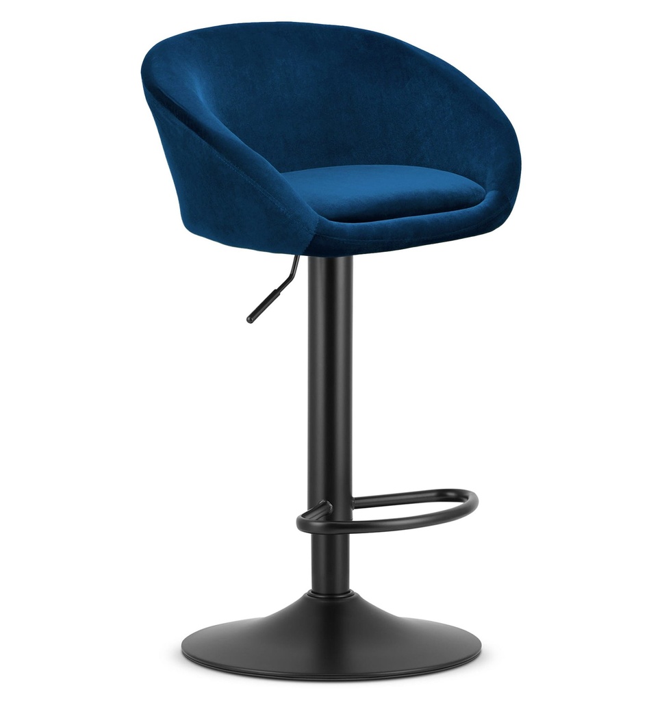 EAST-Hocker – marineblauer Samt / schwarzes Gestell