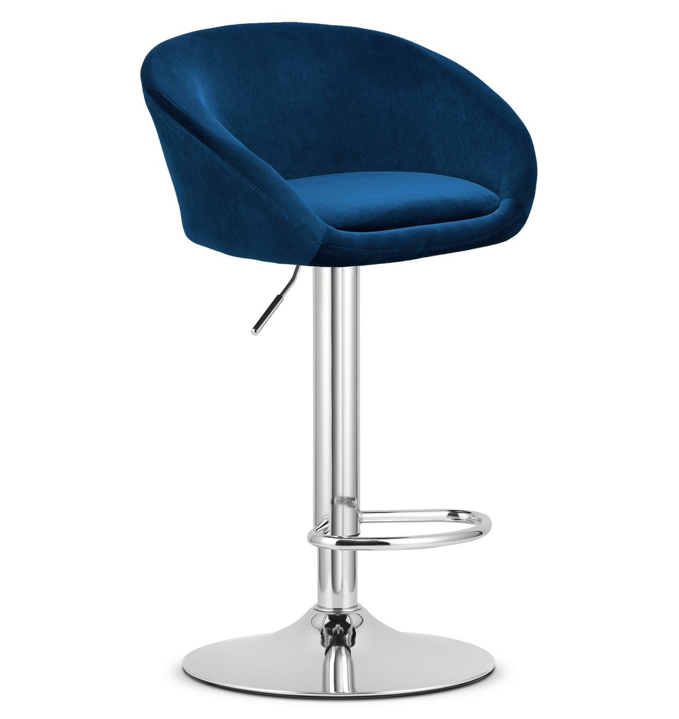 EAST-Hocker – marineblauer Samt / Chromgestell