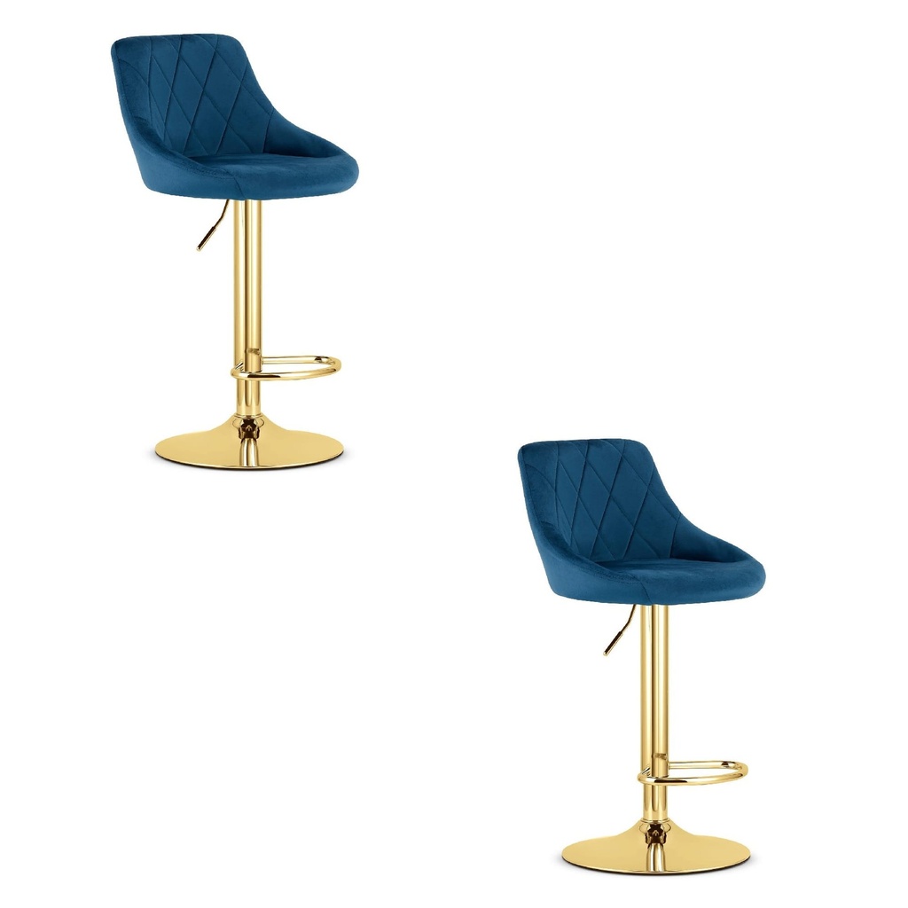 KAST Hocker – marineblauer Samt / goldene Basis x 2